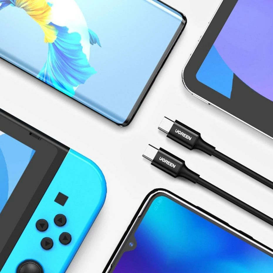Kabllo USB-C në USB-C Ugreen US300 1 m 5A/100W PD/QC, e bardhë