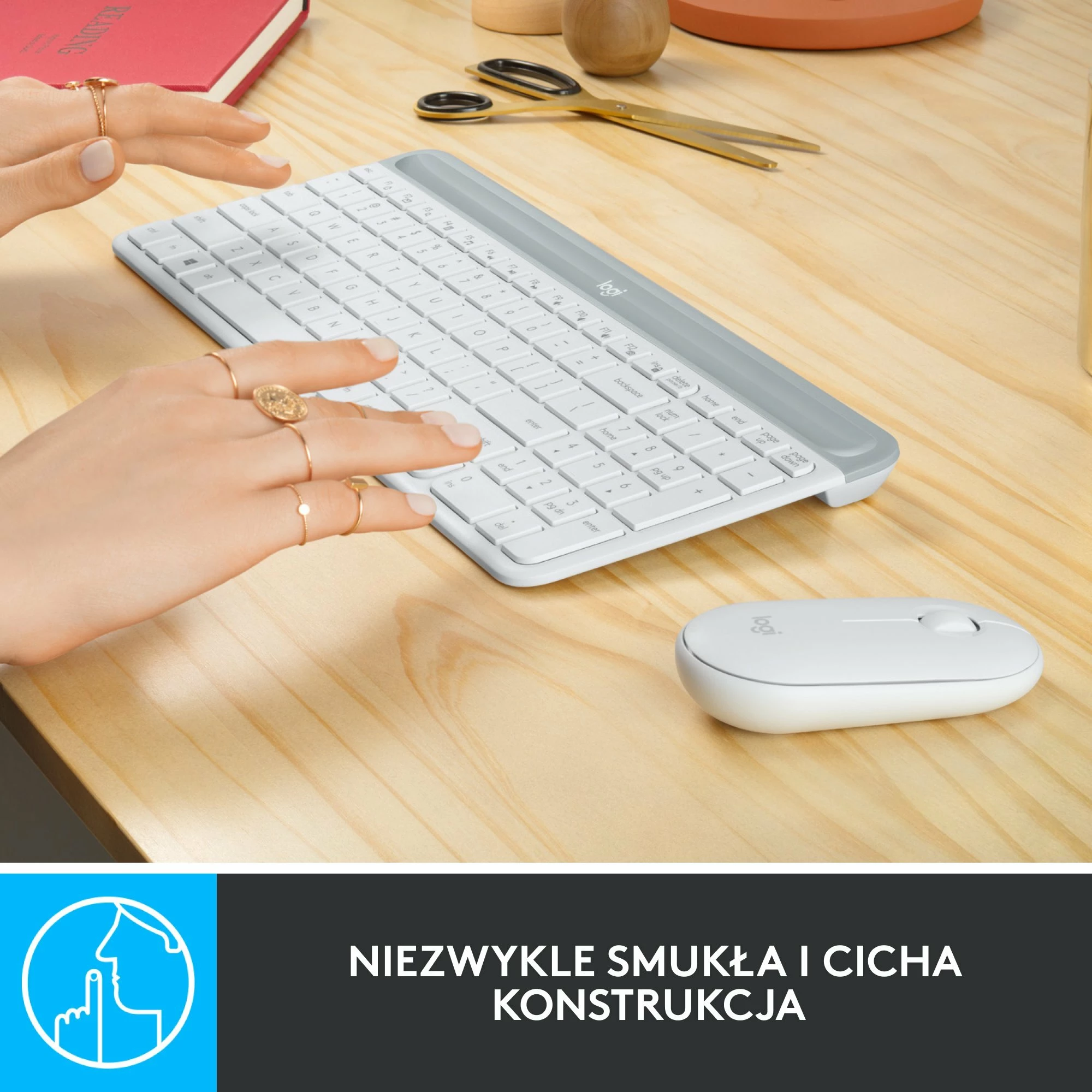 Set tastierë + maus Logitech MK470 (920-009205), pa kabllo 2.4GHz, US INTL, e bardhë