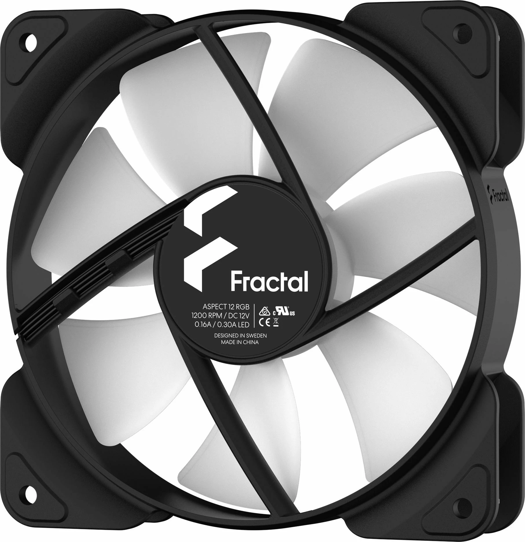 Ventilator kasë Fractal Design Aspect 12 RGB FD-F-AS1-1205, 120mm ARGB, 2000rpm, 3-pin, i zi, 1 copë
