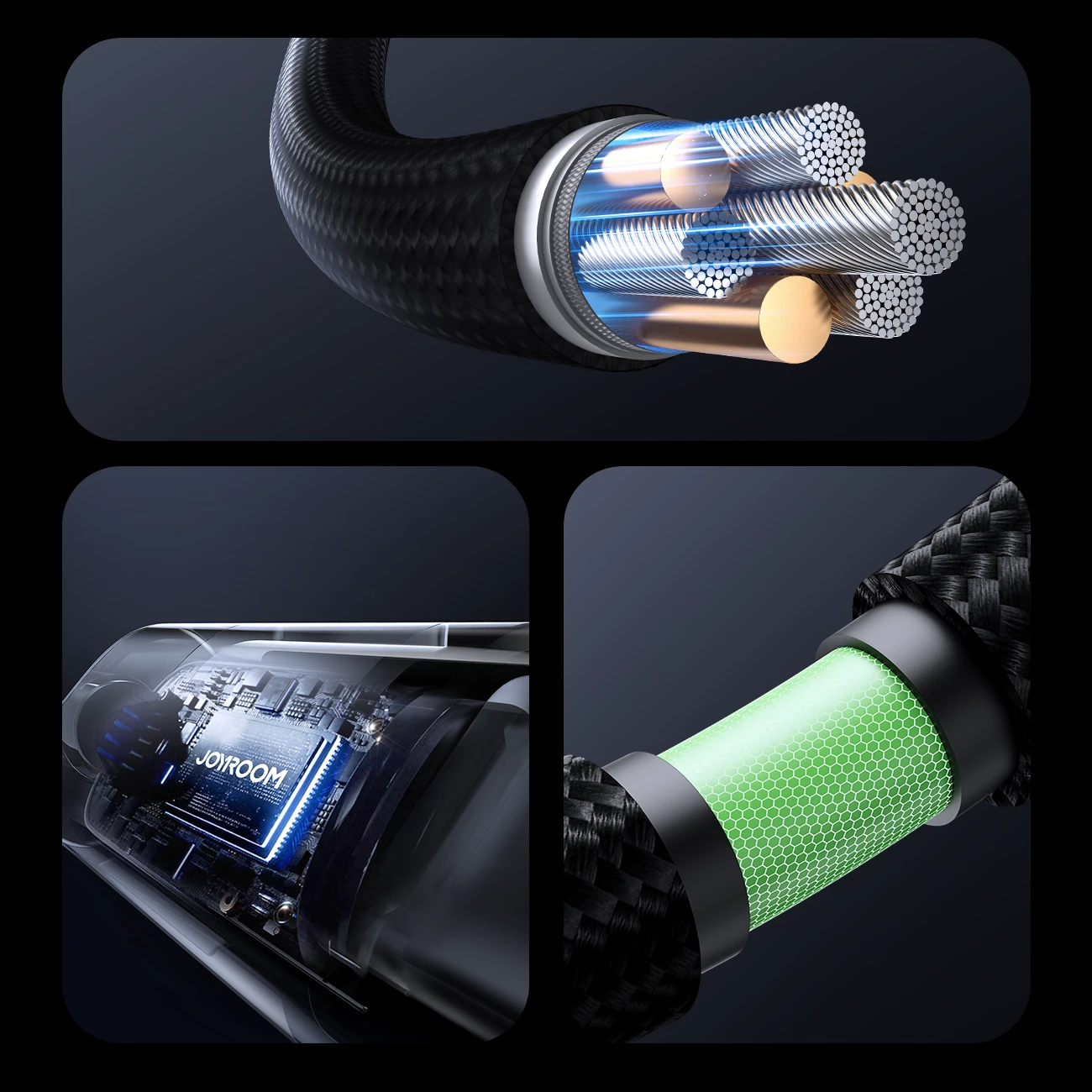 Kabllo Joyroom S-A16 Pro Prism Series USB-A në Lightning me ekran LED, 1.2m, 3A, e zezë