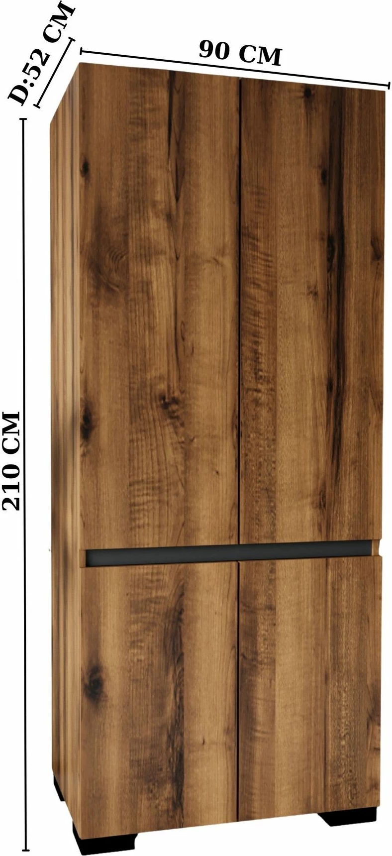 Dollap rrobash Skye Decor, Floransa 90, ngjyrë arre dhe antracit