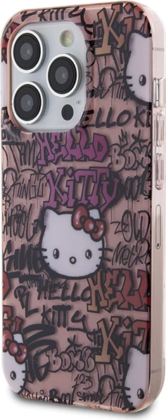 Mbështjellës Hello Kitty IML Tags Graffiti për iPhone 13 Pro Max, rozë