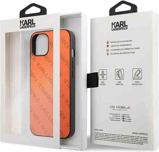 Mbështjellës Karl Lagerfeld Perforated Allover për iPhone 13/14/15, 6.1", Portokalli