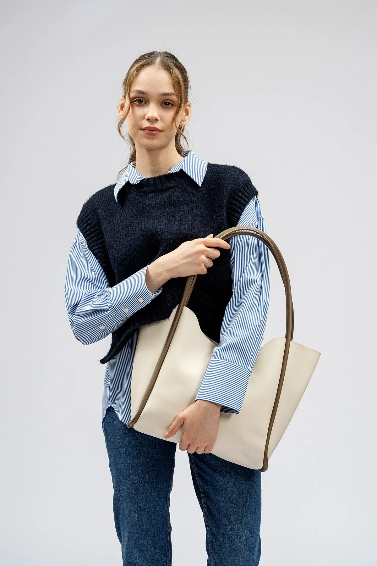 Çantë tote Lucky Bees, krem