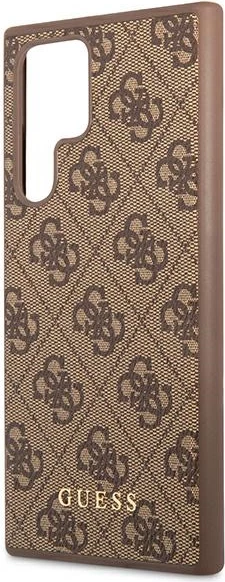 Mbështjellës Guess 4G për Samsung Galaxy S22 Ultra, lëkurë sintetike, kafe