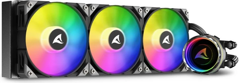 Ftohës uji all-in-one Sharkoon S90 RGB, 3x12cm, për procesor, RGB, i zi