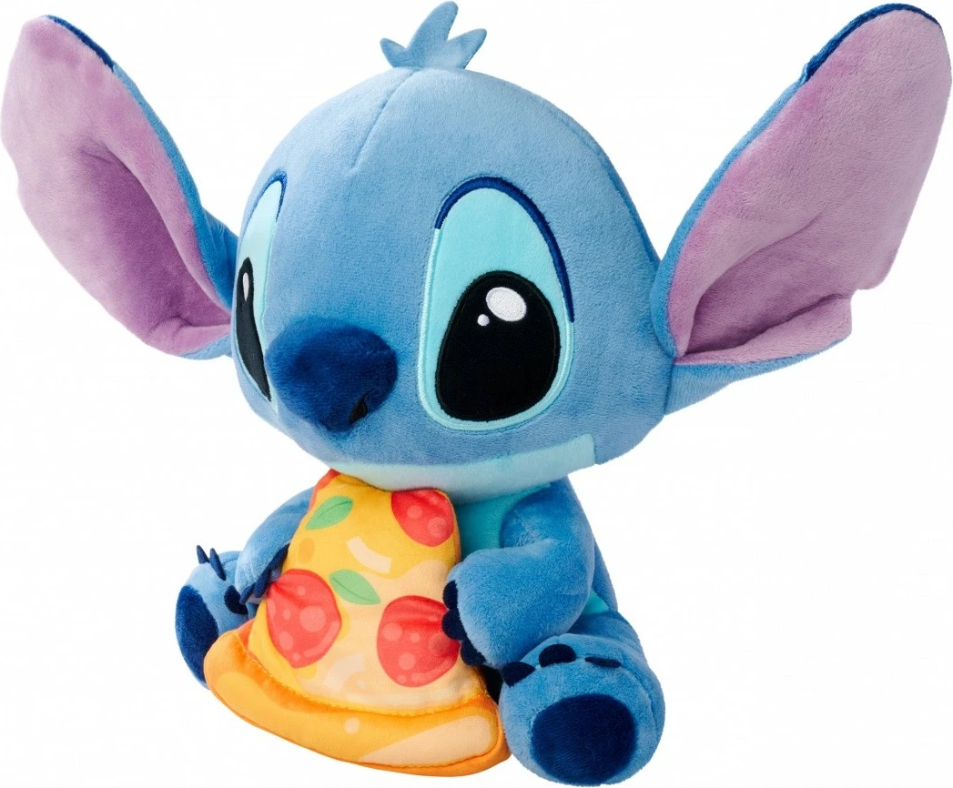 Lodër pelushi Disney Stitch me pizza, Simba, 25 cm, shumëngjyrëshe