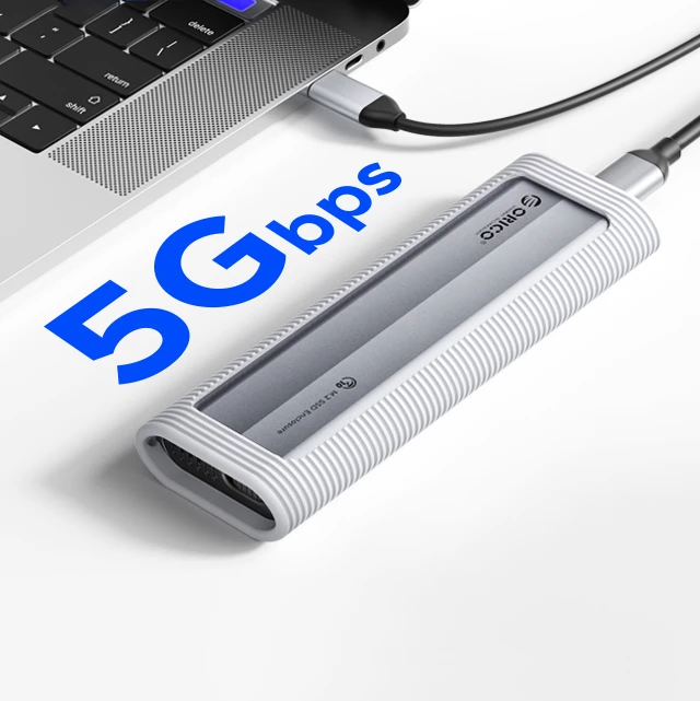 Kasë Orico AXM2F për M.2 SATA SSD, USB-C 3.2, Gri