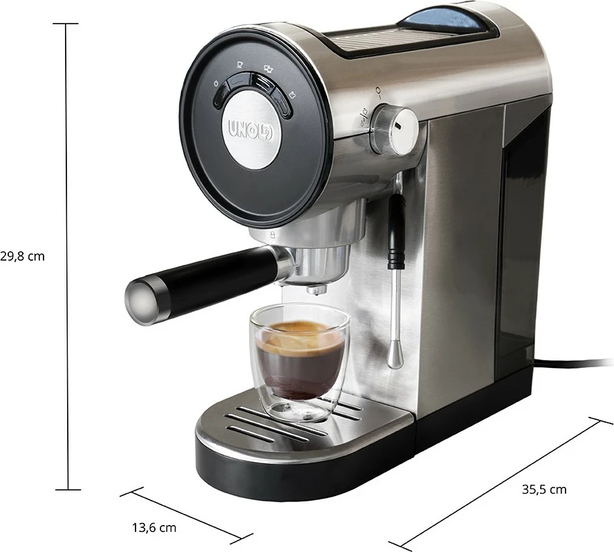 Aparat espresso Unold Piccopresso, 0.9 L, 1360 W, Ngjyrë e zezë, Çelik inox