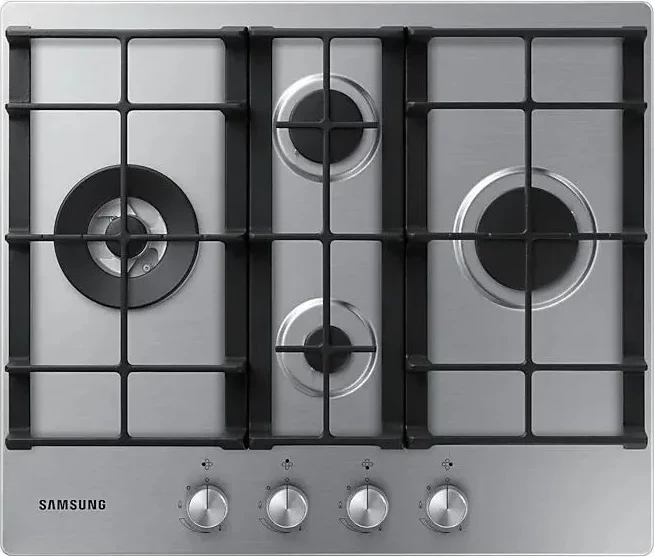 Pianurë gazi e inkastruar, Samsung NA64H3041BS/L1, 4 djegës, 10.3 kW, ndezje elektrike, grila gize, mbajtëse Wok, argjendtë Inox