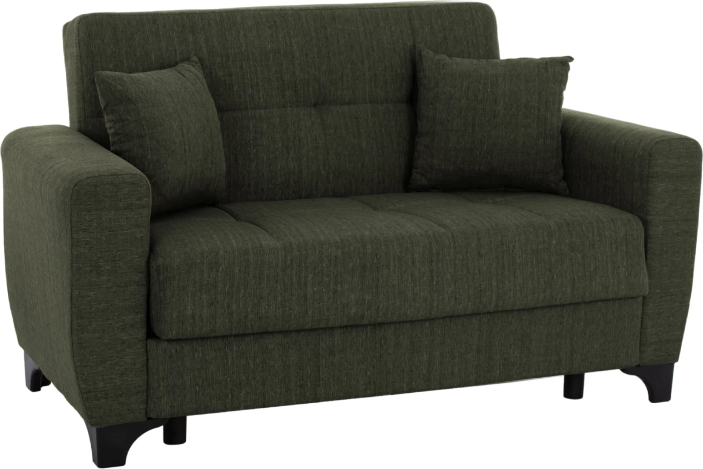 Divan 2-vendësh me shtrat, shpinë e lartë, ngjyrë ulliri e errët, FH3243.05, 160x84x88 cm