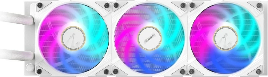 Ftohës uji Gigabyte AORUS WATERFORCE X II 360 ICE, 3x120mm ARGB, LCD, për Intel LGA 1851 dhe AMD AM5, i bardhë