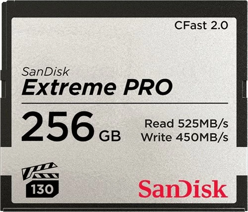 Kartelë memorie SanDisk Extreme PRO 256GB, CFast 2.0, 525MB/s, 450MB/s, zi/argjend