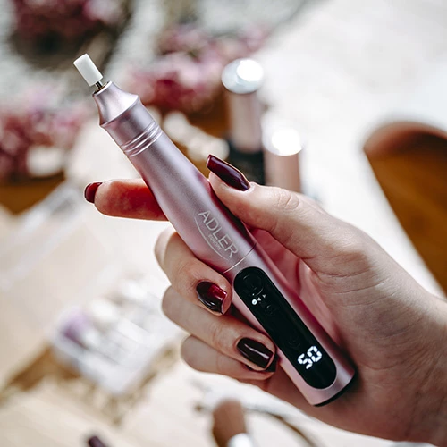 Freze elektrike për thonj, Adler, AD 2181, deri 13500 RPM, 5 shpejtësi, rikarikues USB-C me LED, set 11-në-1, rozë