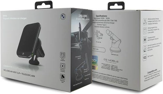 Mbajtës magnetik BMW BMMWCCDTPK MagSafe Signature Edition, 15W, për veturë, i zi