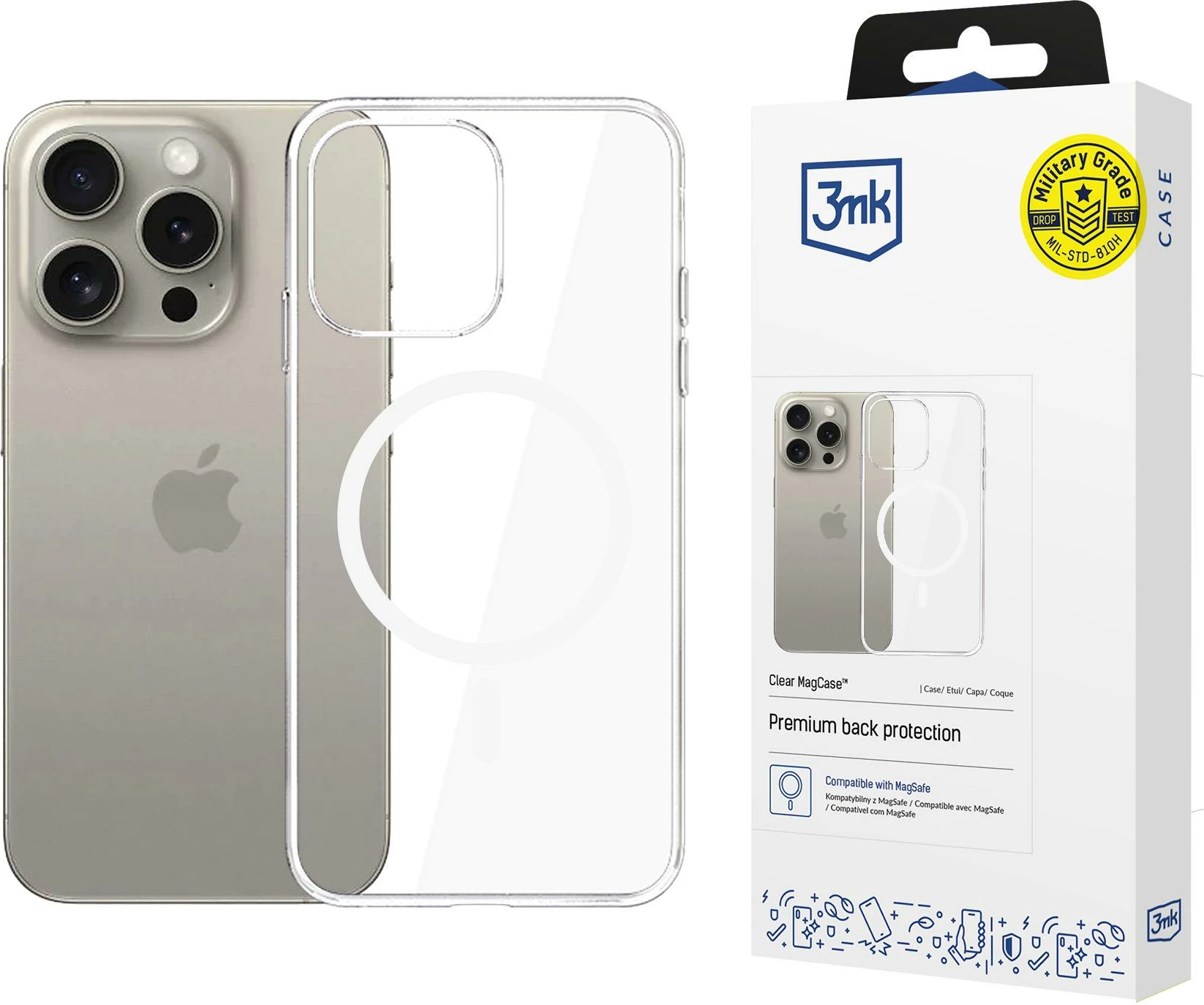 Mbështjellës 3mk MagCase për iPhone 15 Pro Max, Transparent