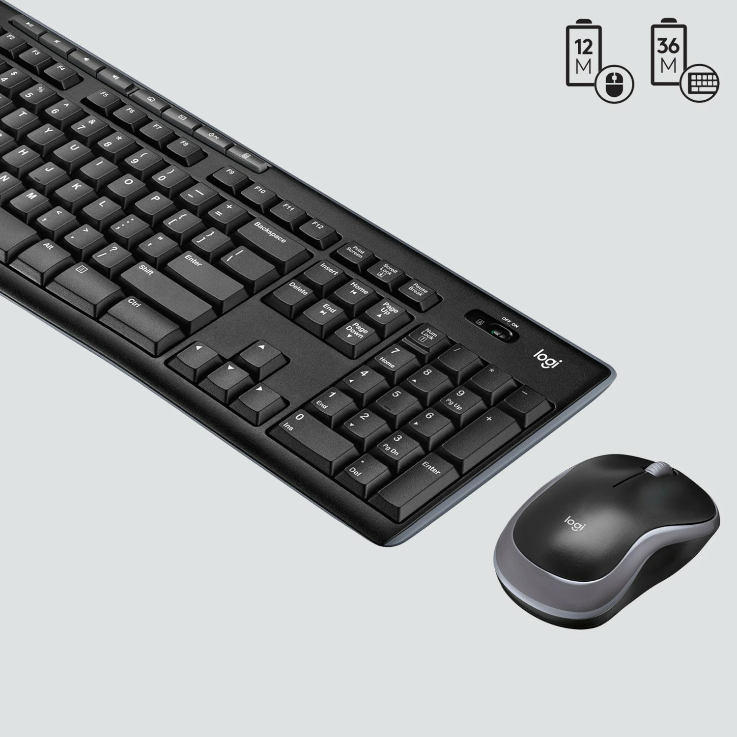 Kombo wireless Logitech MK270, Full-size (100%), RF Wireless, QWERTY, Zi, Argjendtë, Maus i përfshirë