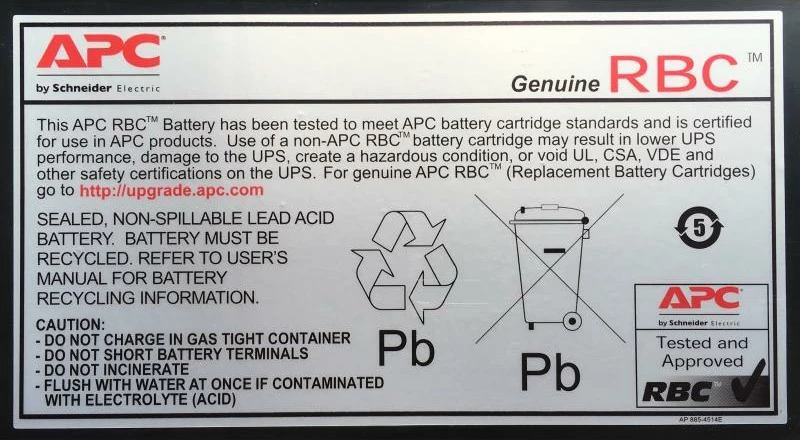 Kartrixh baterie zëvendësuese APC RBC43 për UPS, hot-swappable, i montuar, argjend