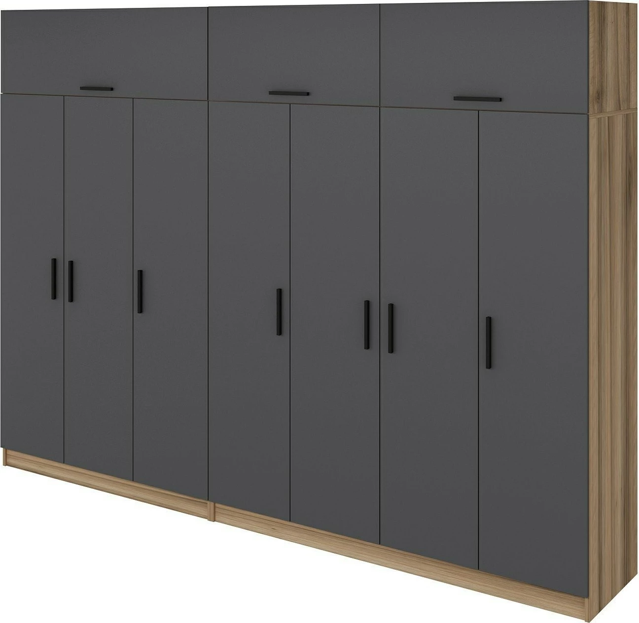 Dollap i madh për rroba, ngjyrë antracit dhe dore, Skye Decor Minar Kale - 7533