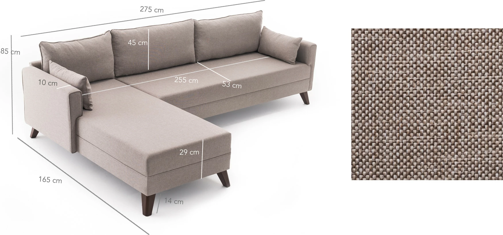 Këndare Bella, ngjyrë krem, Atelier del Sofa, kënd majtas