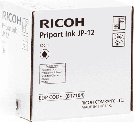 Bojë printeri, Ricoh, Priport JP-12 (817104), 600 ml, zezë, set 5-pack