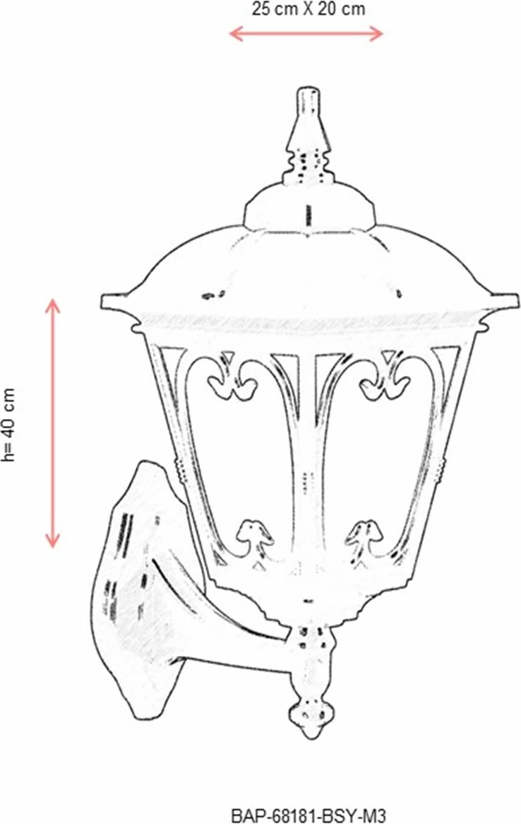 Llambë muri për jashtë Opviq, BAP-68181-BSY-M3, e zezë
