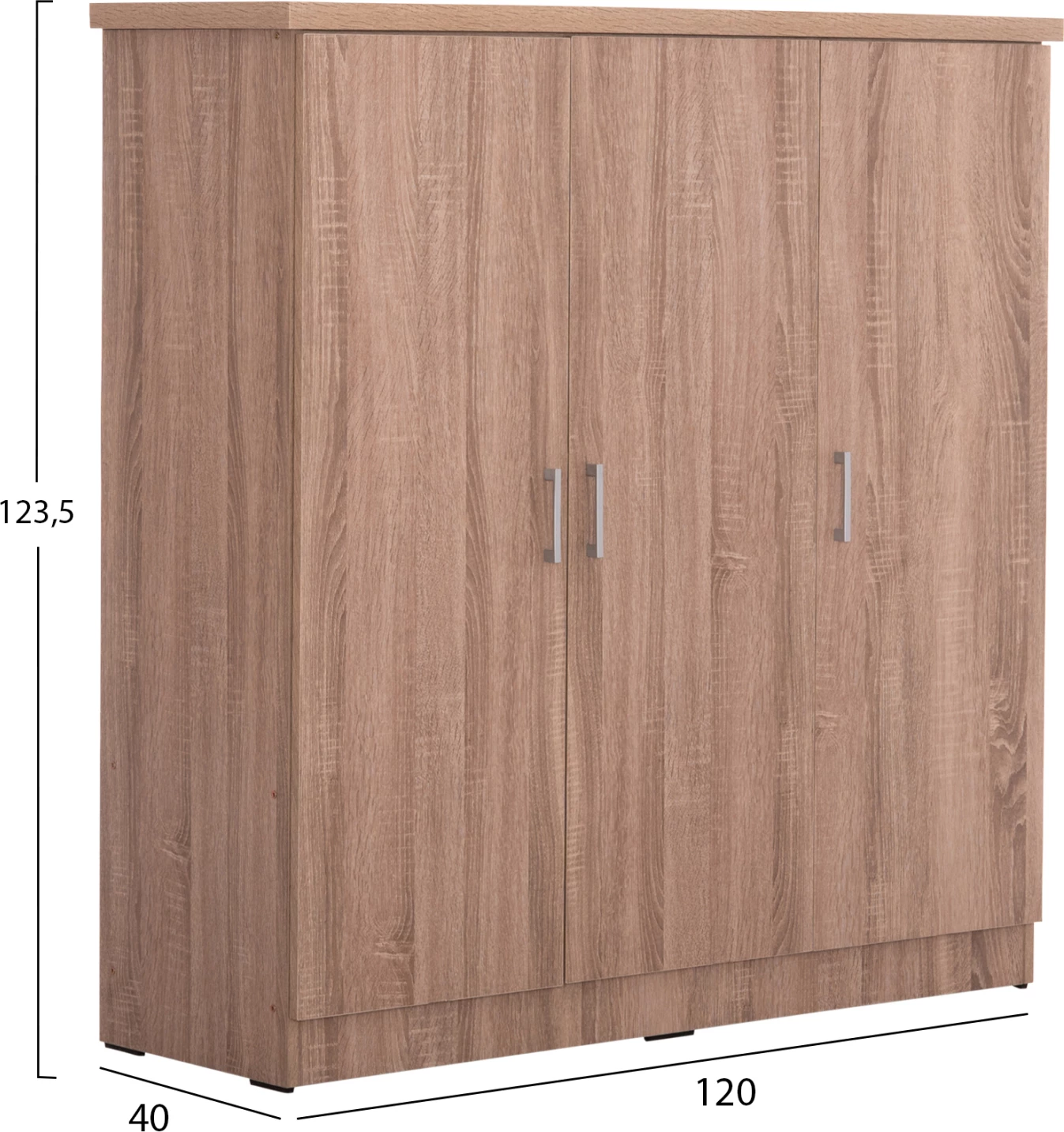 Dollap 3-fletësh me rafte FUENTO FH2482.01 melaminë ngjyrë lisi Sonama 120-116x40x123.5Hcm