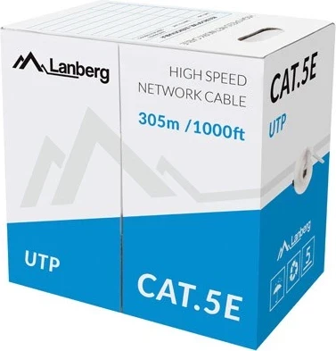 Kabllo rrjeti Lanberg UTP, 100MB/S, 305m, CCA, e zezë