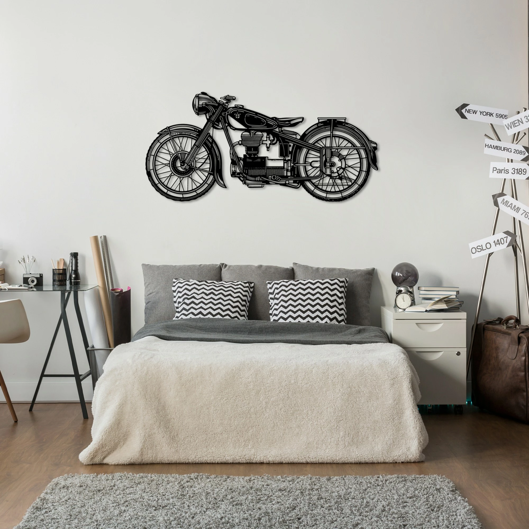 Aksesor dekorativ metalik për mur, Wallity Leeway-1, ngjyrë e zezë, 100x48cm