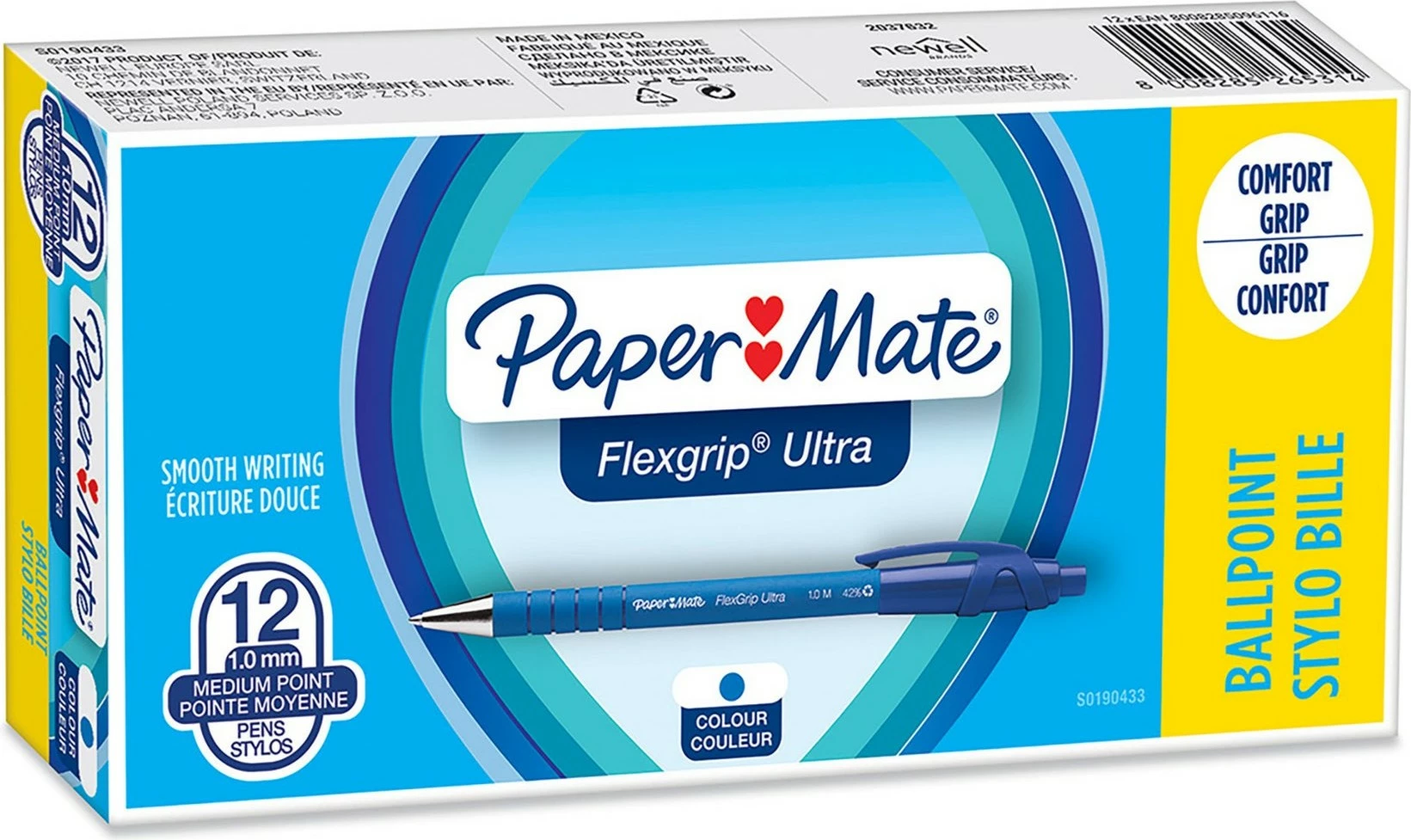Stilolapsa PaperMate FlexGrip Ultra, 1.0mm, 12 copë, ngjyrë kaltër