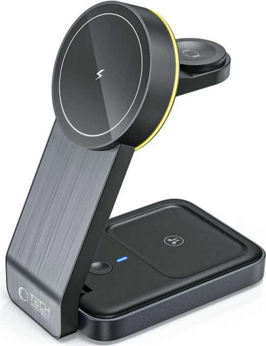 Karikues induktiv 3-në-1 Tech-Protect QI15W-A28 me MagSafe, për smartphone, Apple Watch dhe AirPods, i zi