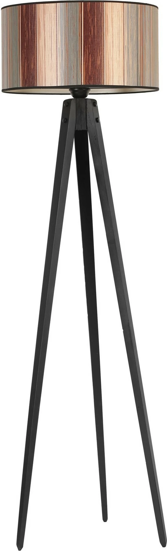 Llambë dyshemeje Opviq tripod, abazhur cilindrik shumëngjyrësh