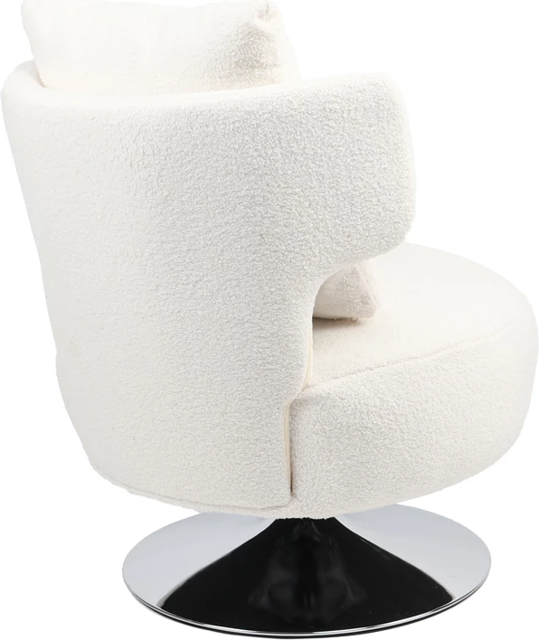 Karrige me jastëk Percival, pëlhurë teddy, bazë kromi, 76x67x76cm