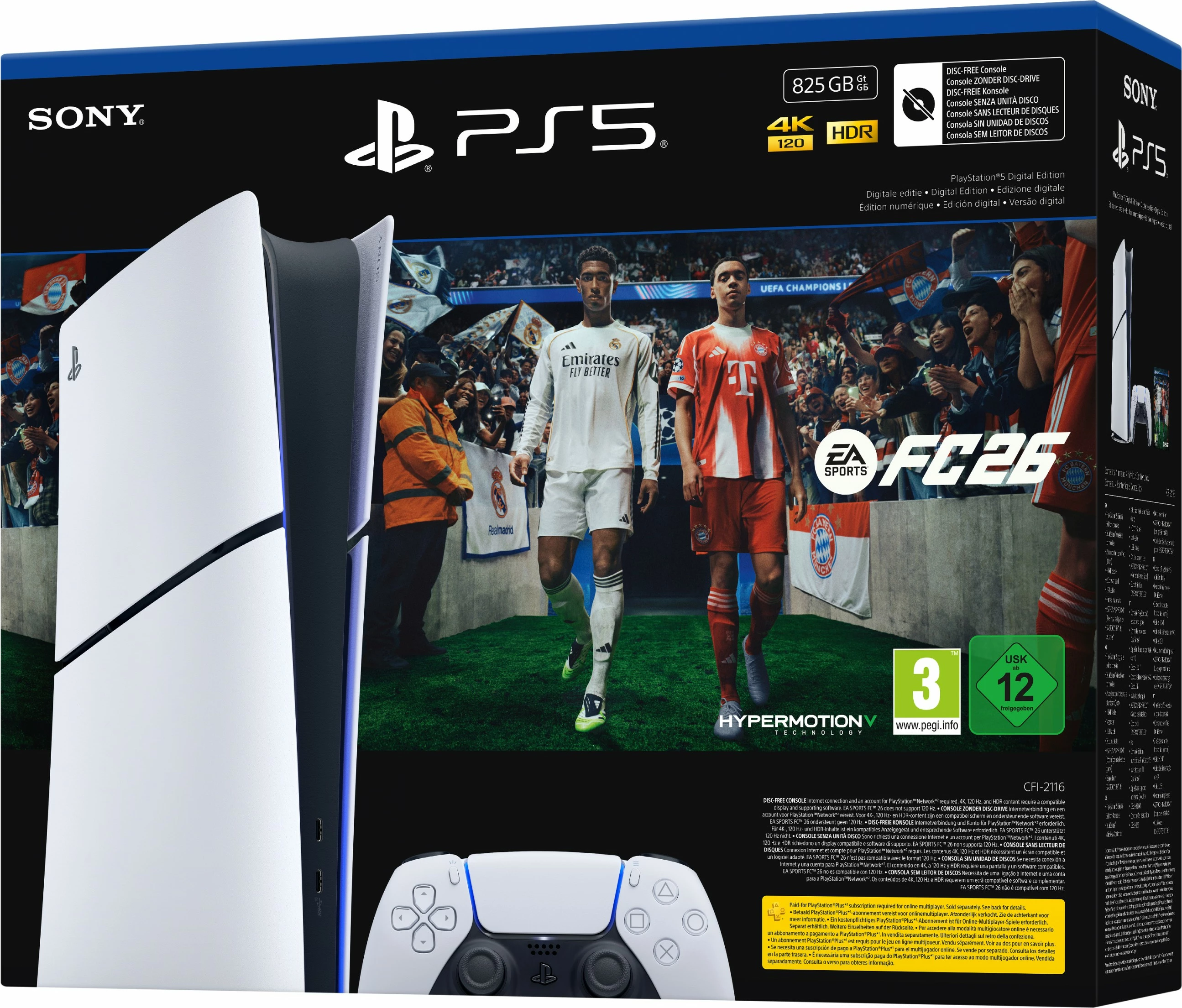 Konzolë Sony PlayStation 5 Digital Edition 825GB me EA SPORTS FC 26, bardhë