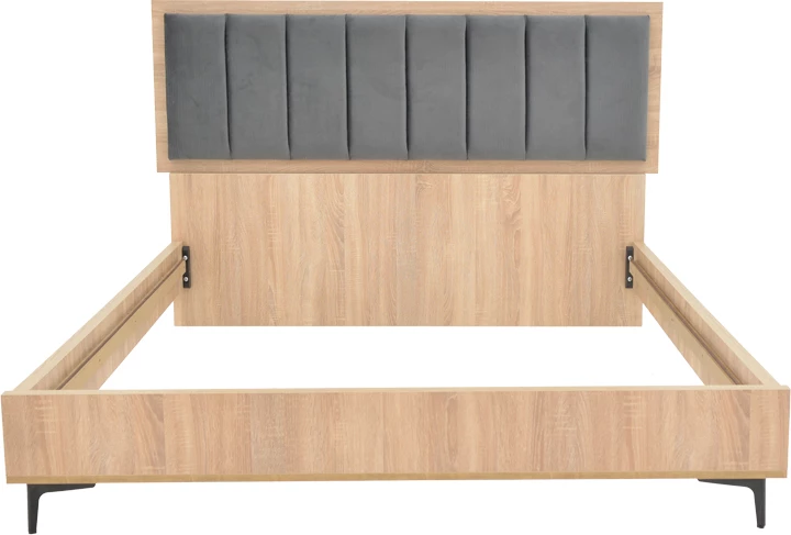 Krevat dopio Monacol, ngjyrë natyrale me gri të errët, 160x200cm