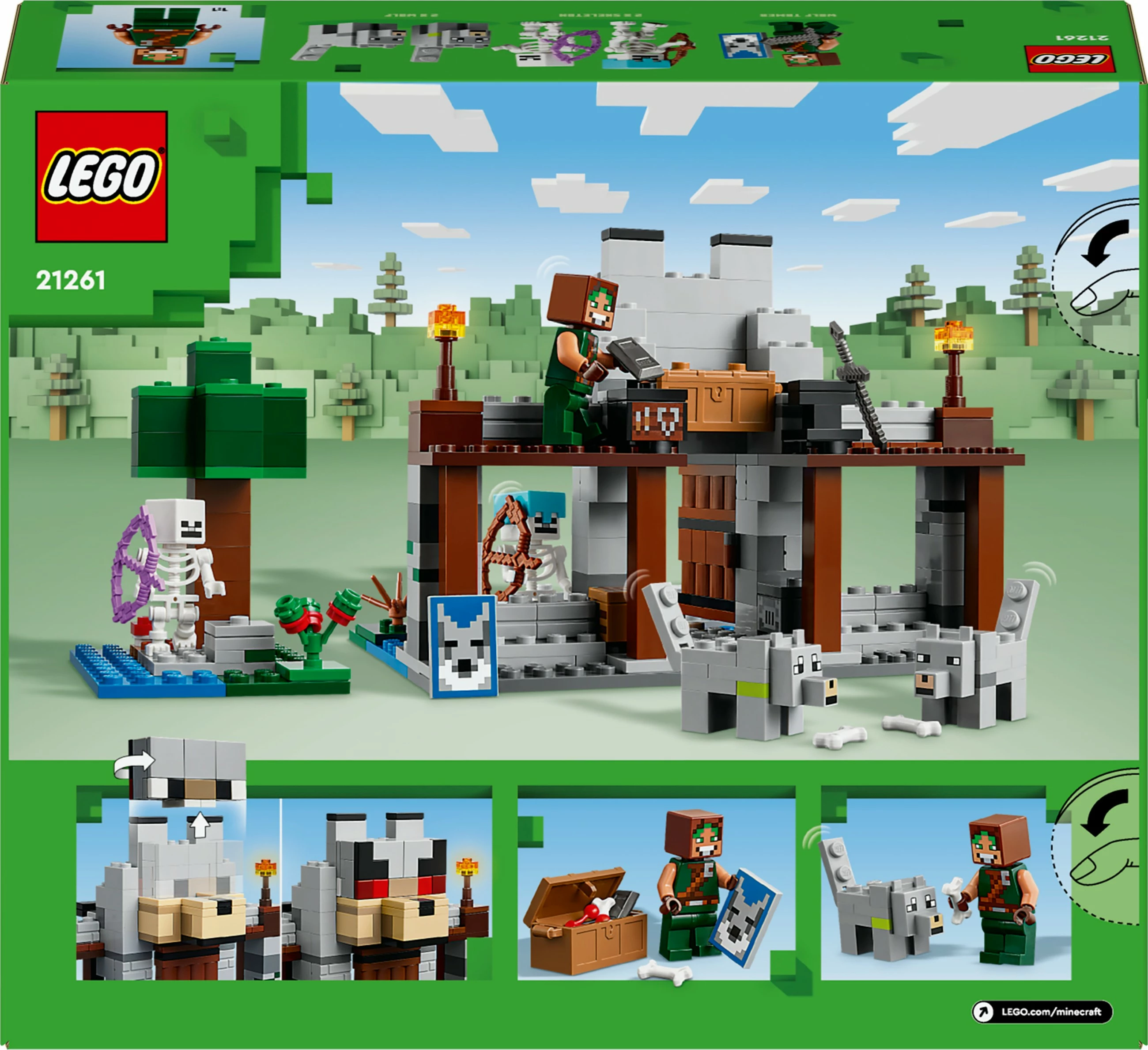 Set ndërtimi LEGO Minecraft 21261 Die Wolfsfestung, shumëngjyrësh