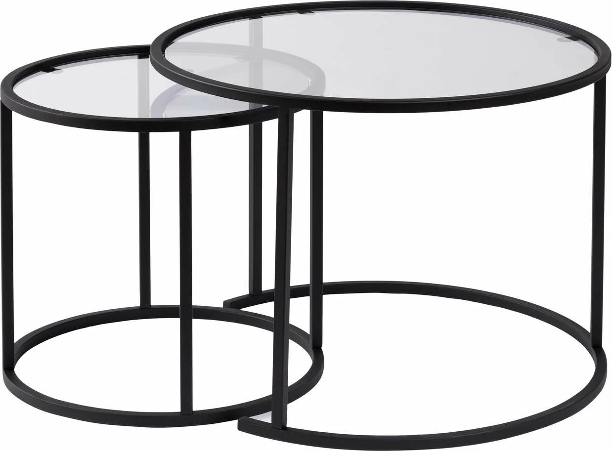 Set tavolinash kafeje Nordure, Aurum, 60, 42, e zezë, transparente