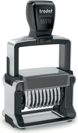 Vulë numerike Trodat 55510, metal, vetë-ngjyrosëse, 10 shifra, e zezë/çelik inox