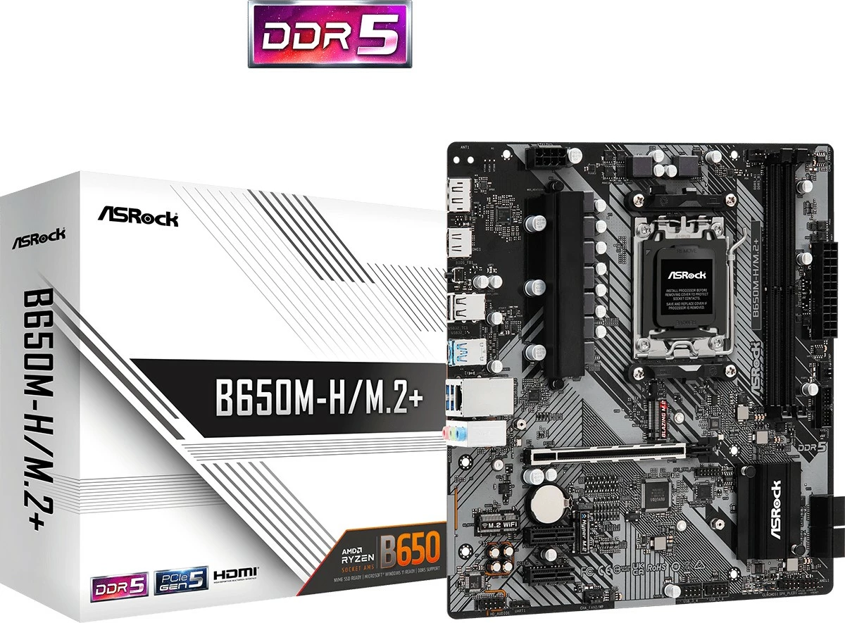 Pllakë amë ASRock B650M-H/M.2+, Socket AM5, DDR5, micro ATX
