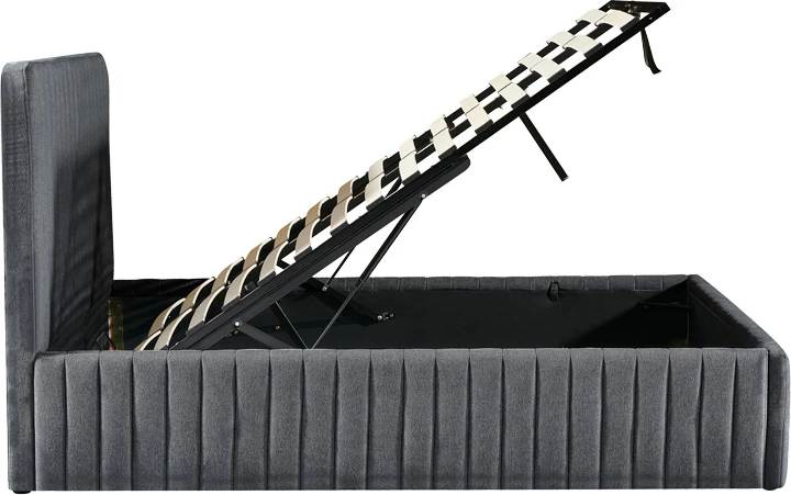 Krevat dopio Zilin, material stof, ngjyrë gri e errët, me hapësirë për depo, 160x200cm