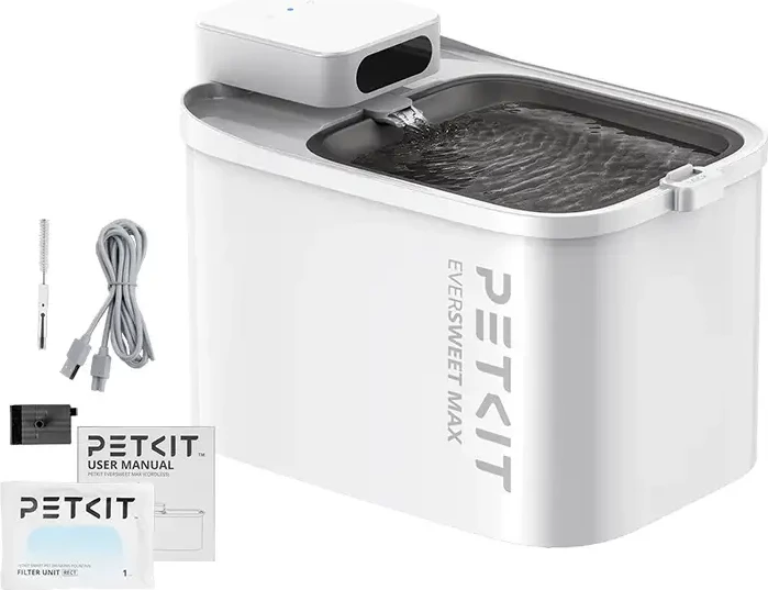 Pijeuese inteligjente për kafshë, Petkit Eversweet Max, 3 L, bateri 5000 mAh, filtër me karbon aktiv, kontroll me Bluetooth