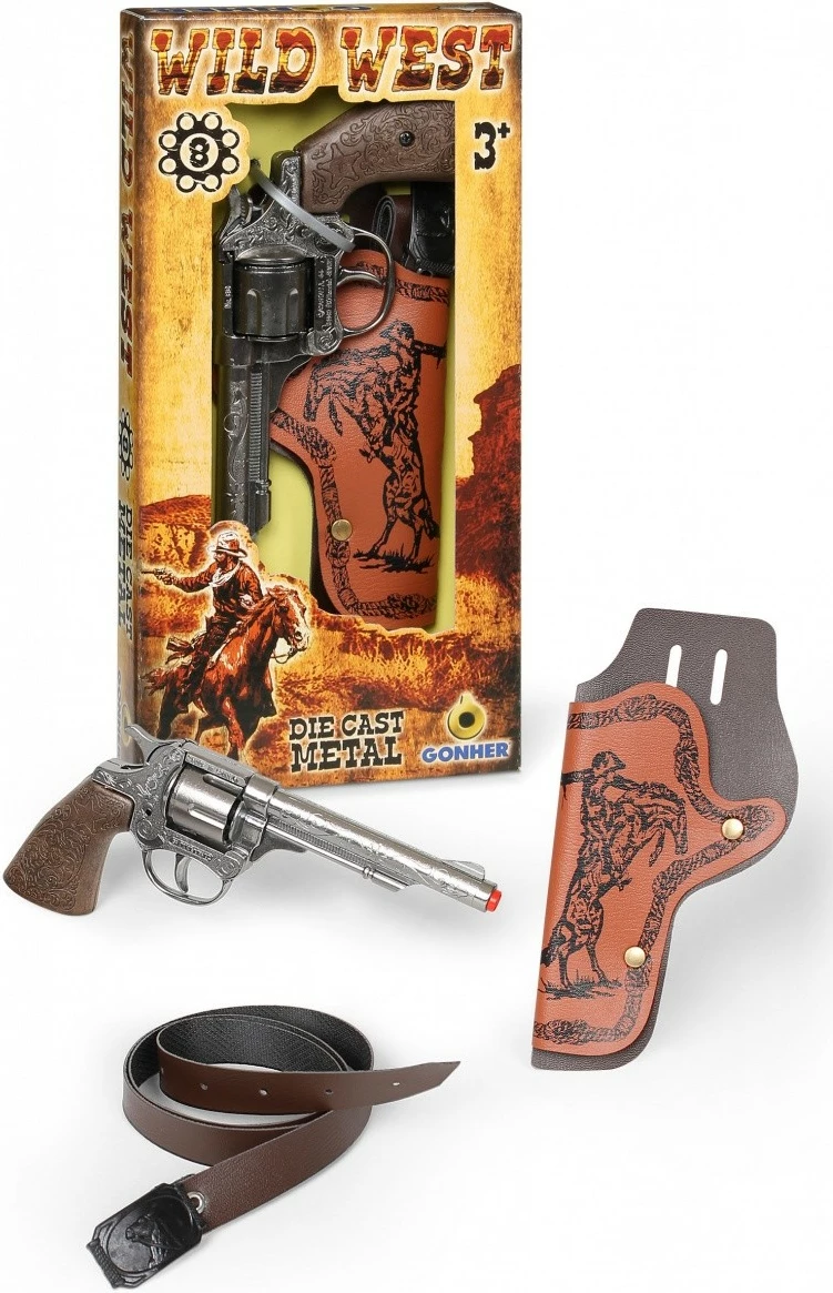 Revolver metalik lodër Pulio Gonher 155201/0 me kaburë, 8 naboi, kafe/argjend