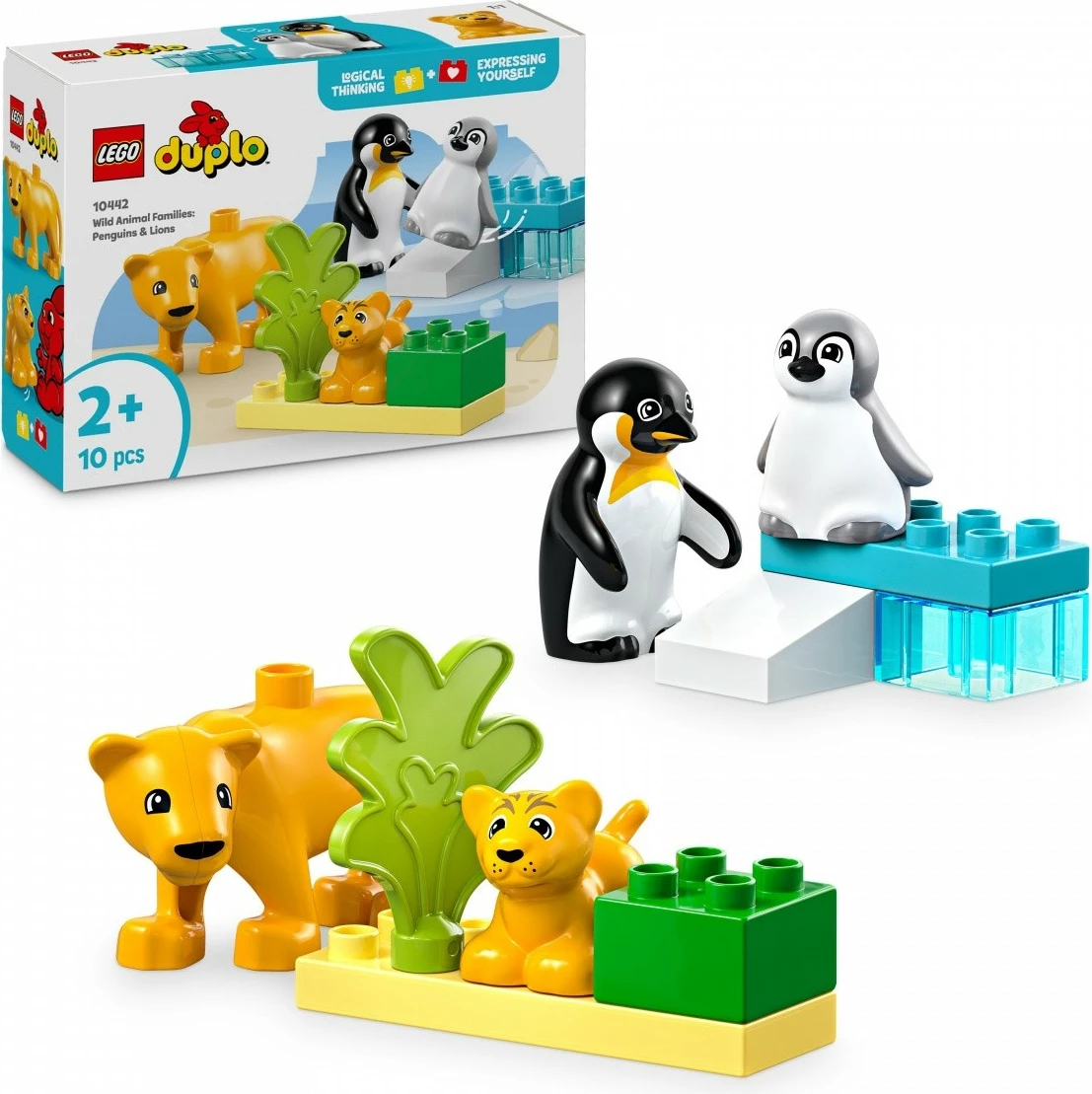 Set lodrash LEGO DUPLO 10442 Wild Animal Families: Penguins & Lions, 10 pjesë, për fëmijë 2+