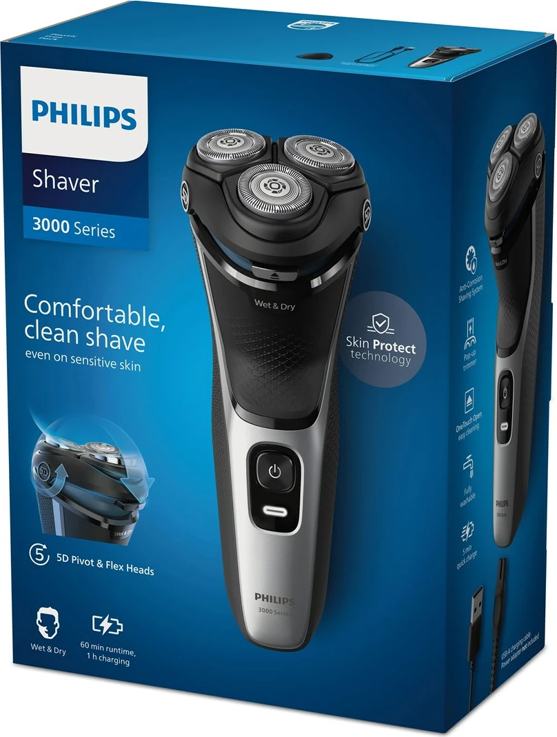 Philips S3143/00 men's shaver Rotation shaver Trimmer Black, Silver