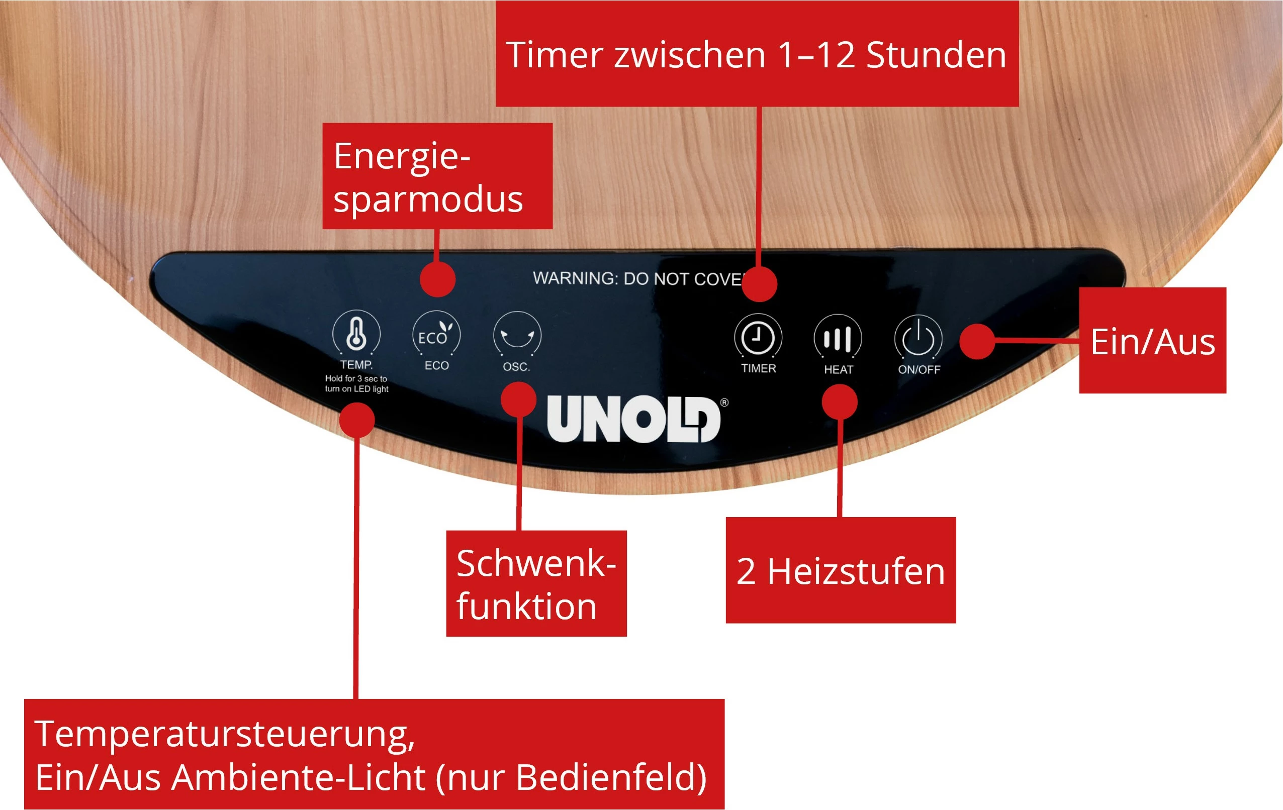 Ngrohës elektrik UNOLD 86545, Keramik, 1.2 m, Ngjyrë e zezë
