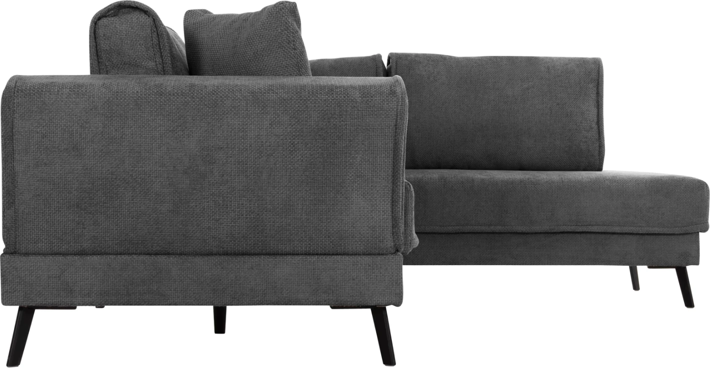 Këndare me shtrat, Zenora, kënd i djathtë, material stof ngjyrë gri e errët, FH3337.01R, 303x214x80cm