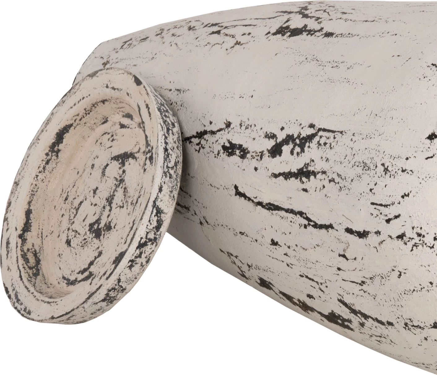 Vazo dekorative për dysheme me bazë pjate LAUREL FH7937 terrakota në patinë të bardhë Φ45x100Hcm