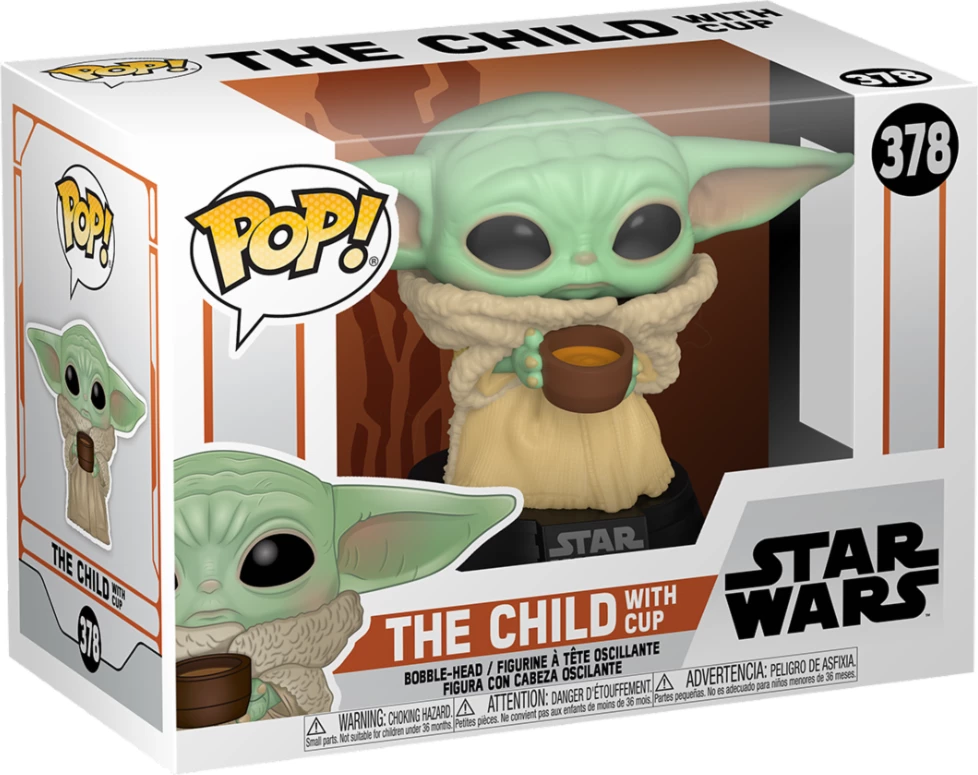 Figurinë koleksionuese Funko POP Star Wars: The Mandalorian The Child (Grogu) me filxhan, jeshile