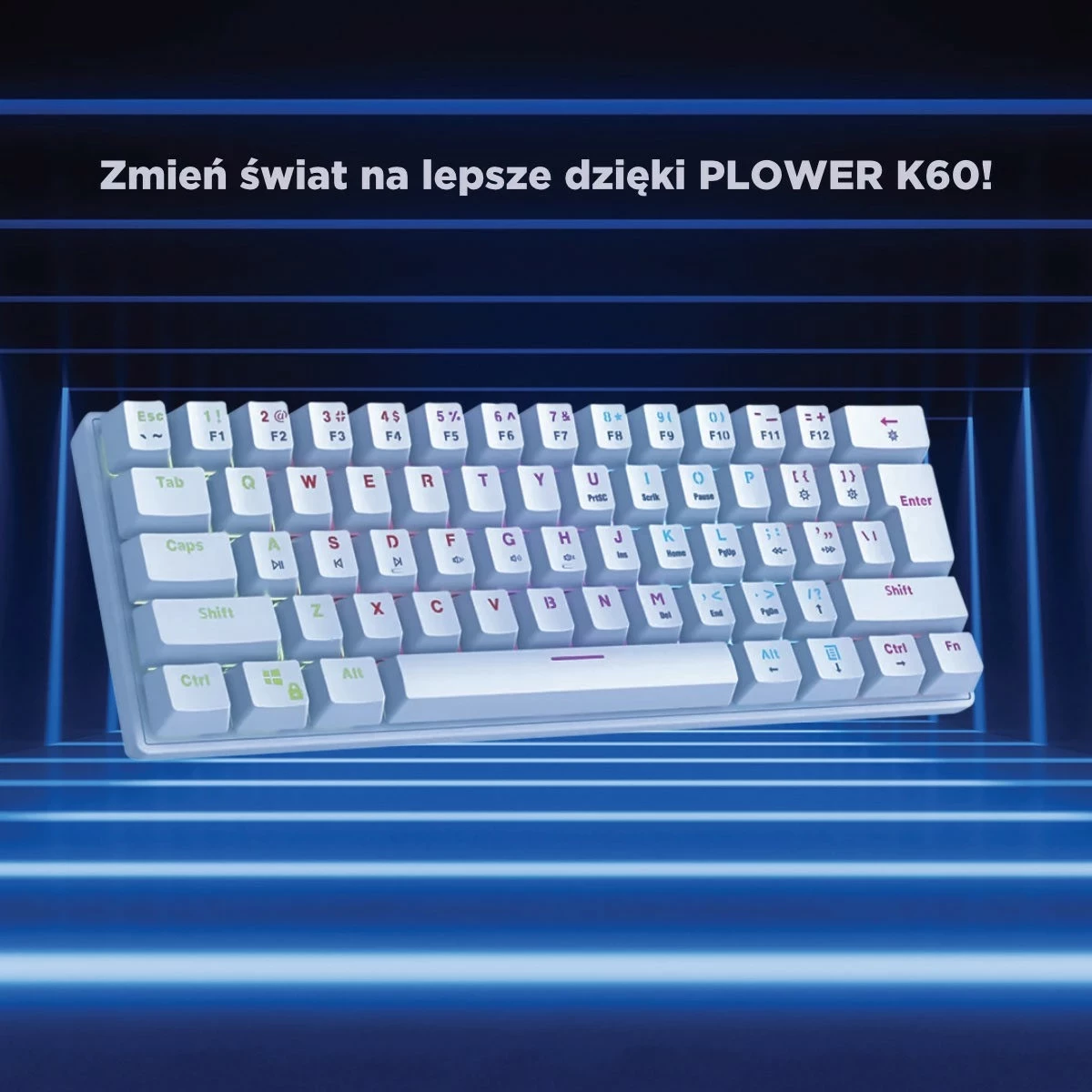 Tastierë mekanike Rampage PLOWER K60, RMP Blue, e bardhë
