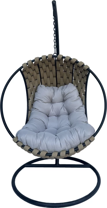 Folja swing nest me bazë metalike të zezë - pvc ngjyrë bezhë-gri 100x105x195cm